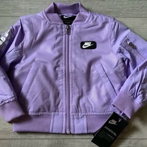 Toddler Girls Nike lightweight purple agate bomber jacket size 2T( NWT)